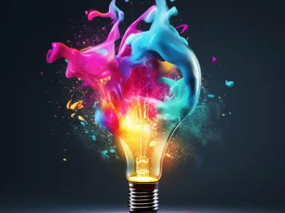 Light Bulb With Paint Splashing Out Of It