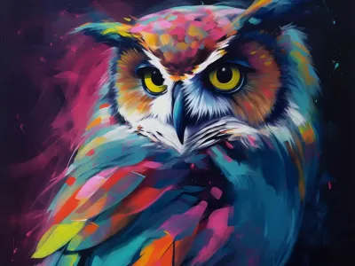 Painting Of An Owl Sitting On A Branch